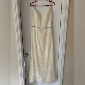 Bari Jay Ivory wedding dress with added silver beaded belt